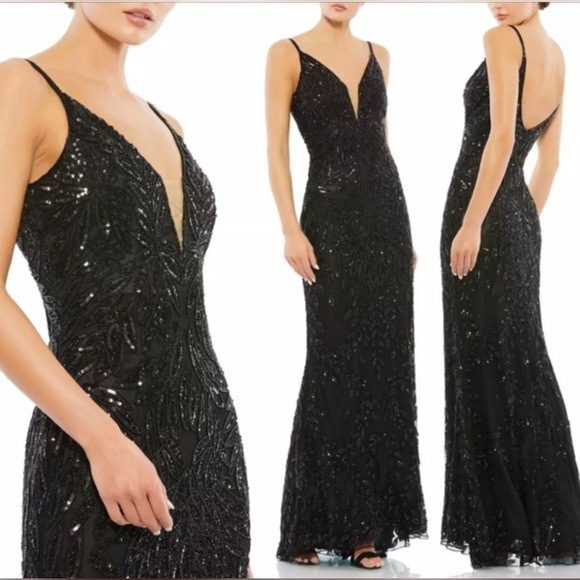 Sequin Leaf Mermaid Gown - Picture 1 of 15